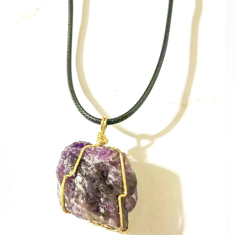 Wire Wrapped Amethyst Gemstone Necklace